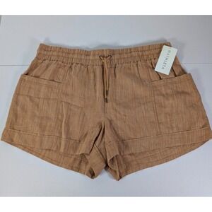 Athleta Shorts Women's Plus Size 22 Brown White Cabo Linen Textured 4" Short